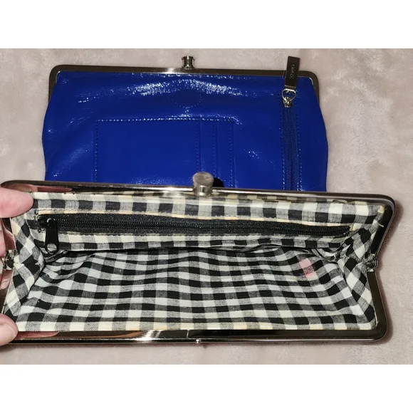 HOBO International Lauren Double Frame Leather Wallet Clutch In Royal Blue